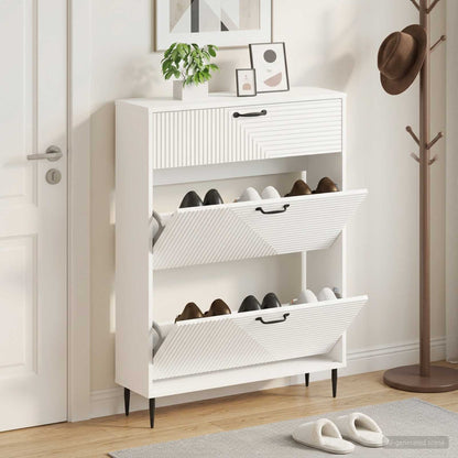 vidaXL Shoe Cabinet HAARLEM 78 x 24 x 103 cm Engineered Wood White