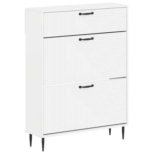 vidaXL Shoe Cabinet HAARLEM 78 x 24 x 103 cm Engineered Wood White