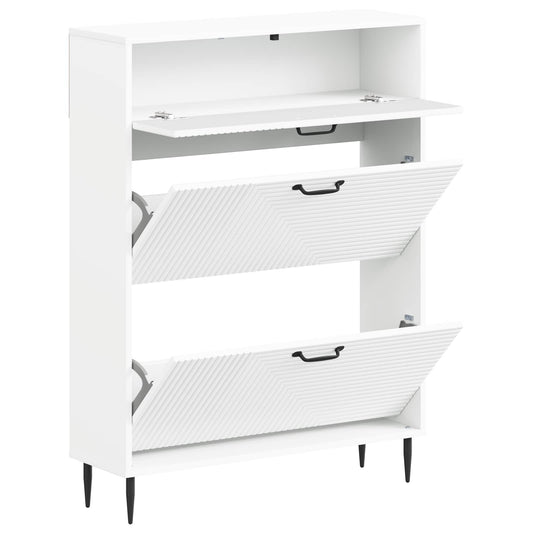 vidaXL Shoe Cabinet HAARLEM 78 x 24 x 103 cm Engineered Wood White