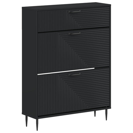 vidaXL Shoe Cabinet HAARLEM 78 x 24 x 103 cm Engineered Wood Black
