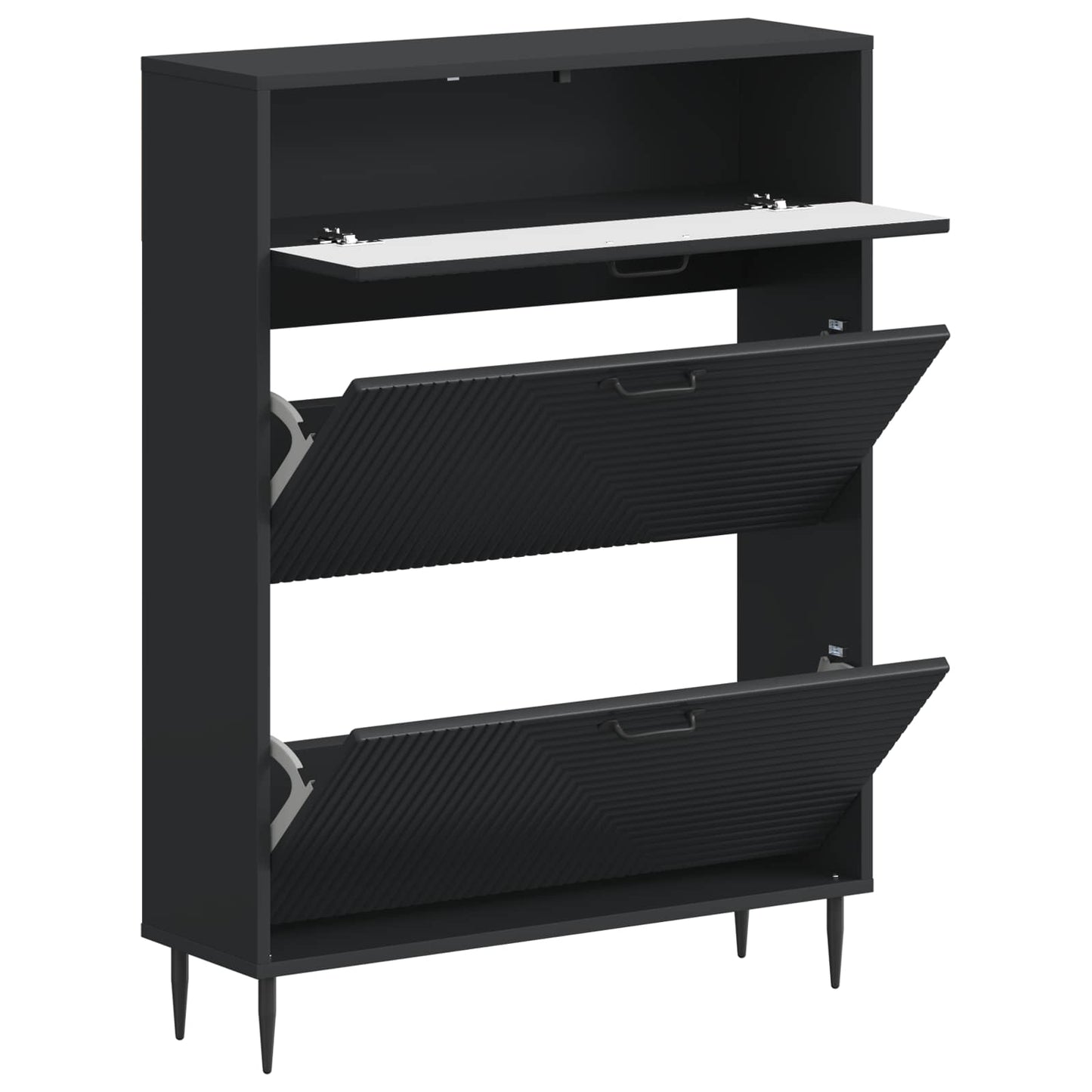 vidaXL Shoe Cabinet HAARLEM 78 x 24 x 103 cm Engineered Wood Black