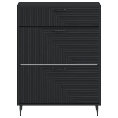 vidaXL Shoe Cabinet HAARLEM 78 x 24 x 103 cm Engineered Wood Black