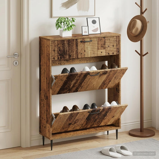 vidaXL Shoe Cabinet HAARLEM 78 x 24 x 103 cm Engineered Wood Old Wood