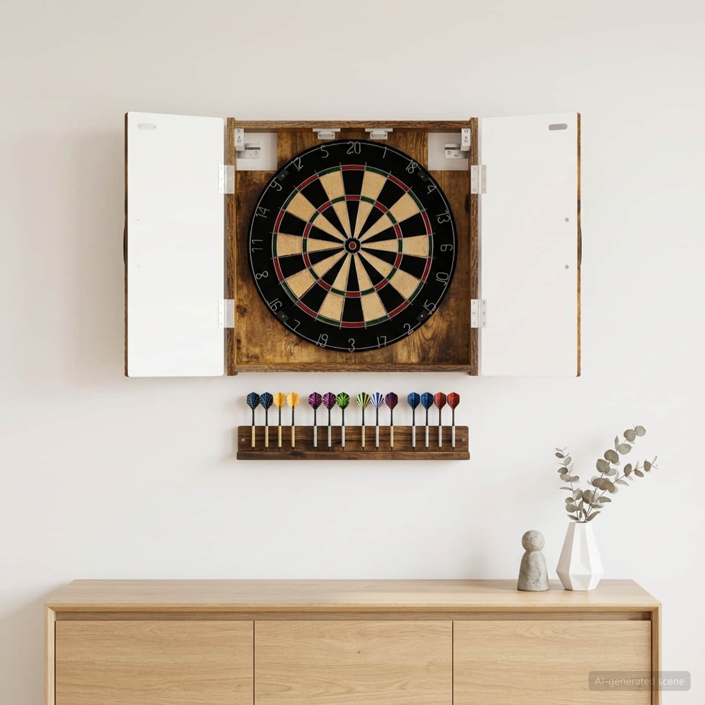 vidaXL Dartboard Cabinet HAARLEM Smoked Oak 52.5 x 10.5 x 53.5 cm