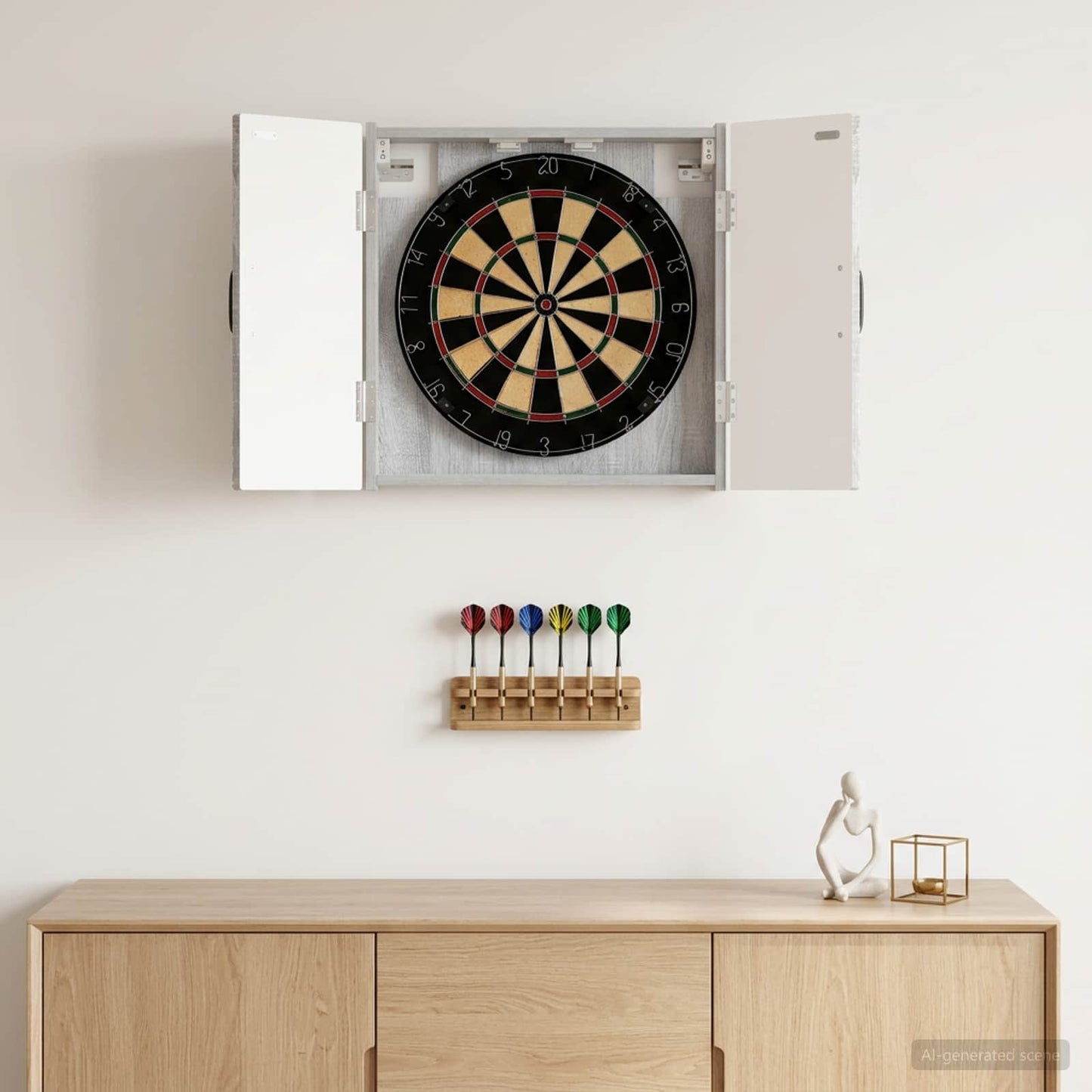 vidaXL Dartboard Cabinet HAARLEM Grey Sonoma 52.5 x 10.5 x 53.5 cm
