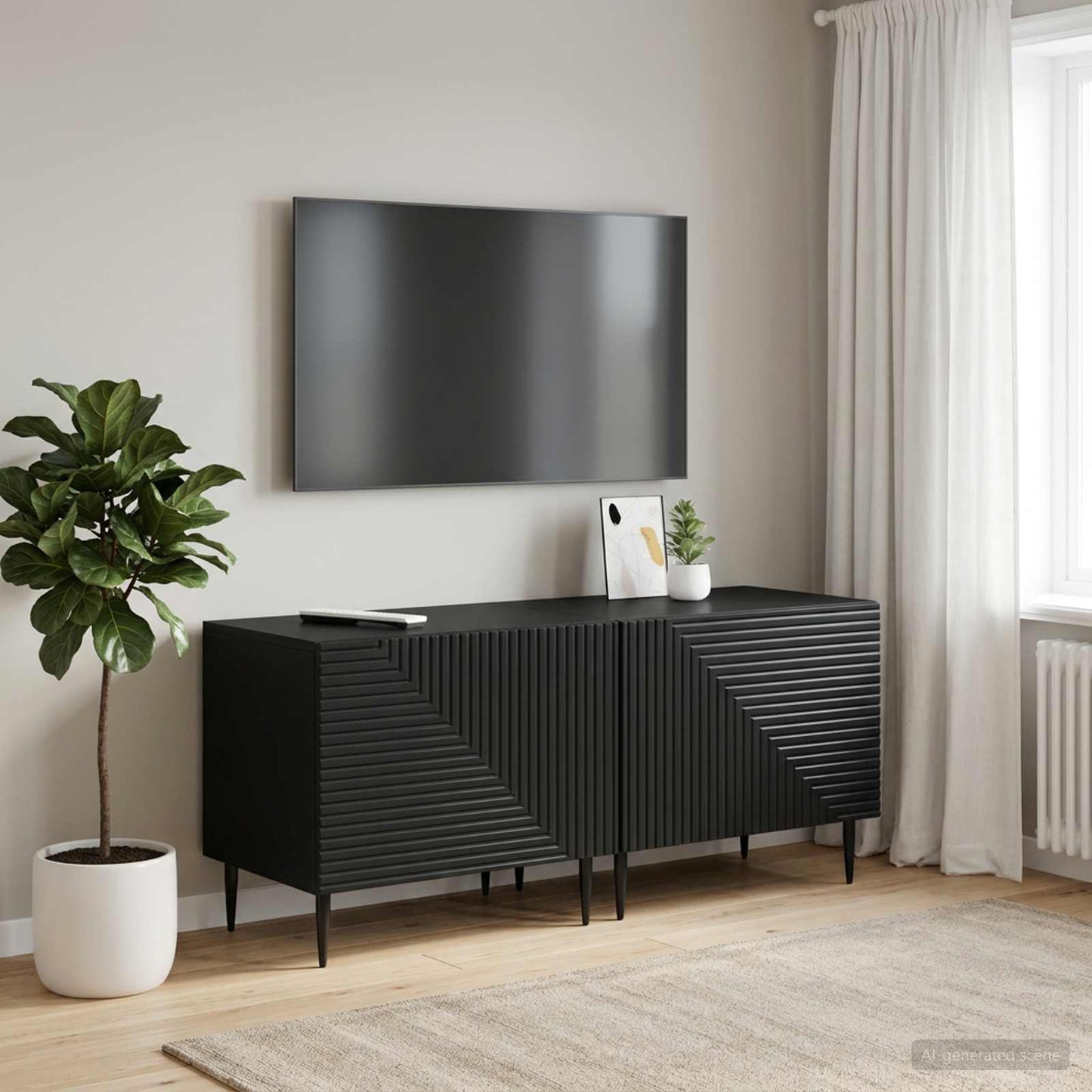 vidaXL TV Cabinet Black Engineered Wood