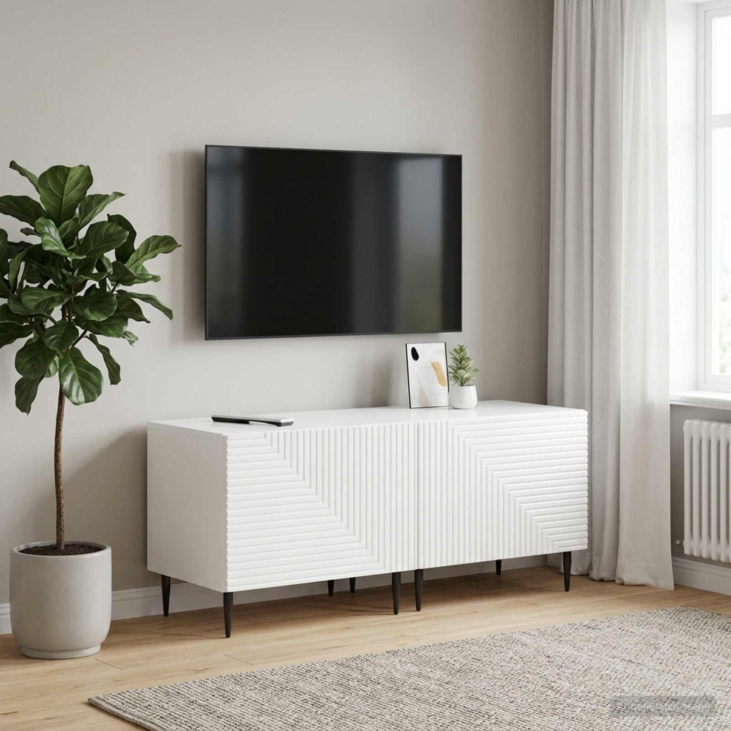vidaXL TV Cabinet High Gloss White Engineered Wood