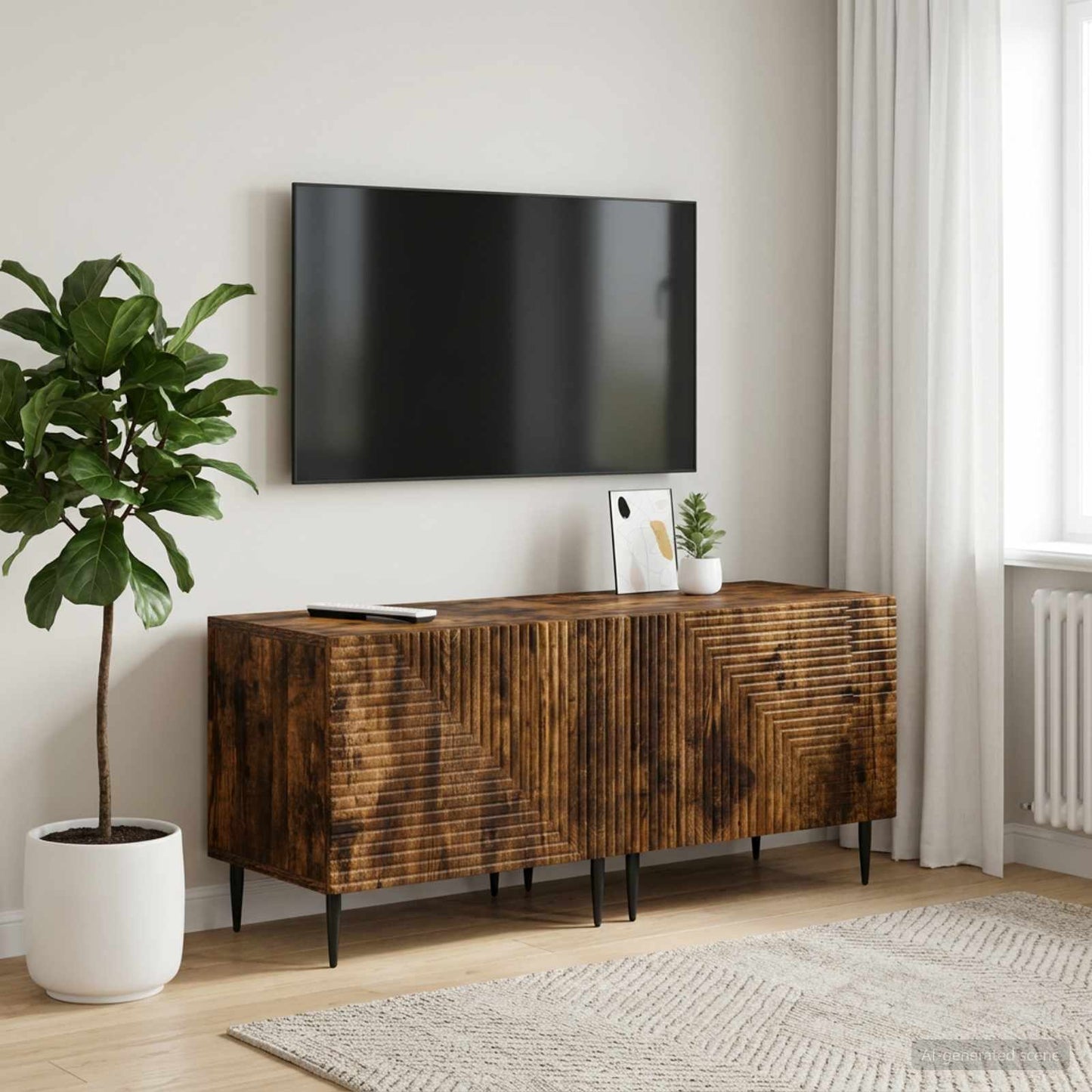 vidaXL TV Cabinet Smoked Oak Engineered Wood