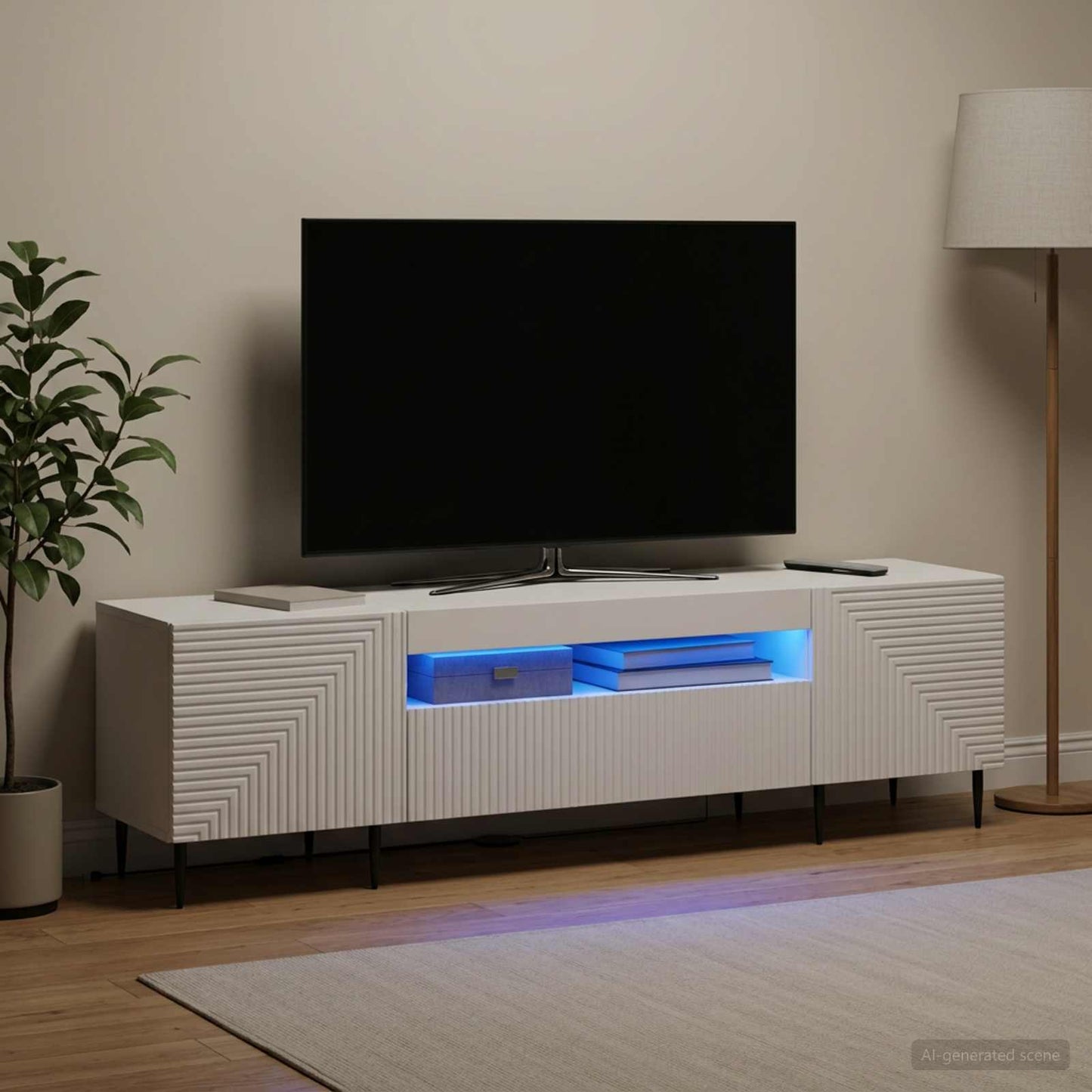 vidaXL LED TV Cabinet White Engineered Wood