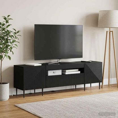 vidaXL LED TV Cabinet Black Engineered Wood