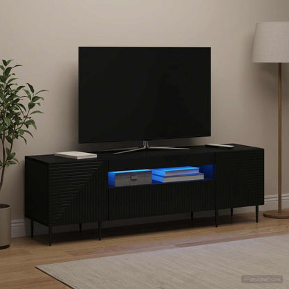 vidaXL LED TV Cabinet Black Engineered Wood
