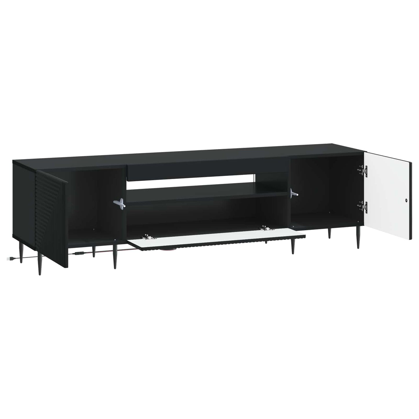 vidaXL LED TV Cabinet Black Engineered Wood
