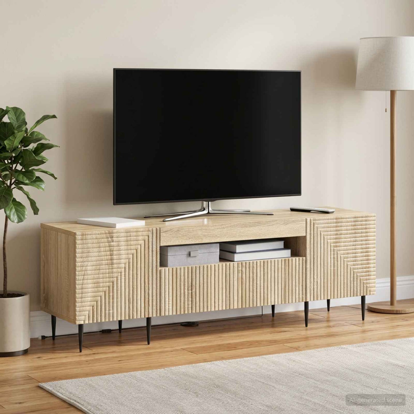 vidaXL LED TV Cabinet Sonoma Oak Engineered Wood