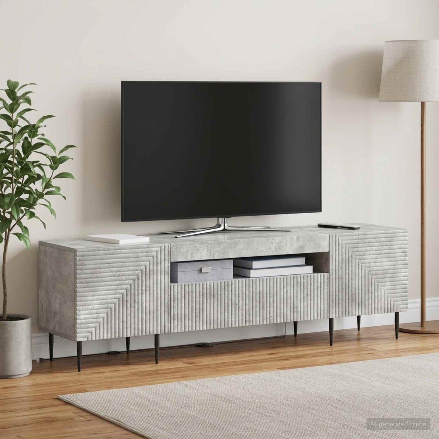 vidaXL LED TV Cabinet Concrete Grey Engineered Wood