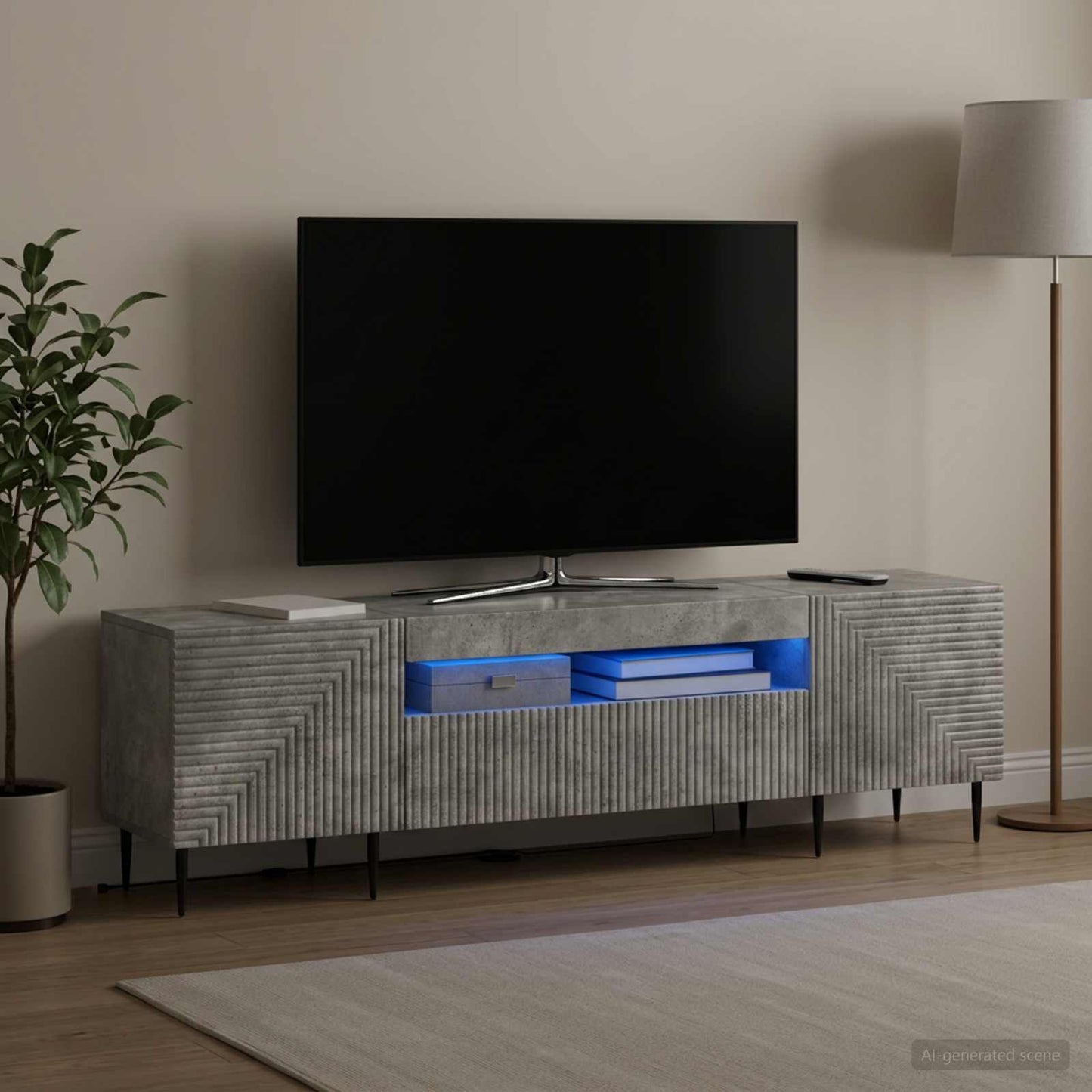 vidaXL LED TV Cabinet Concrete Grey Engineered Wood