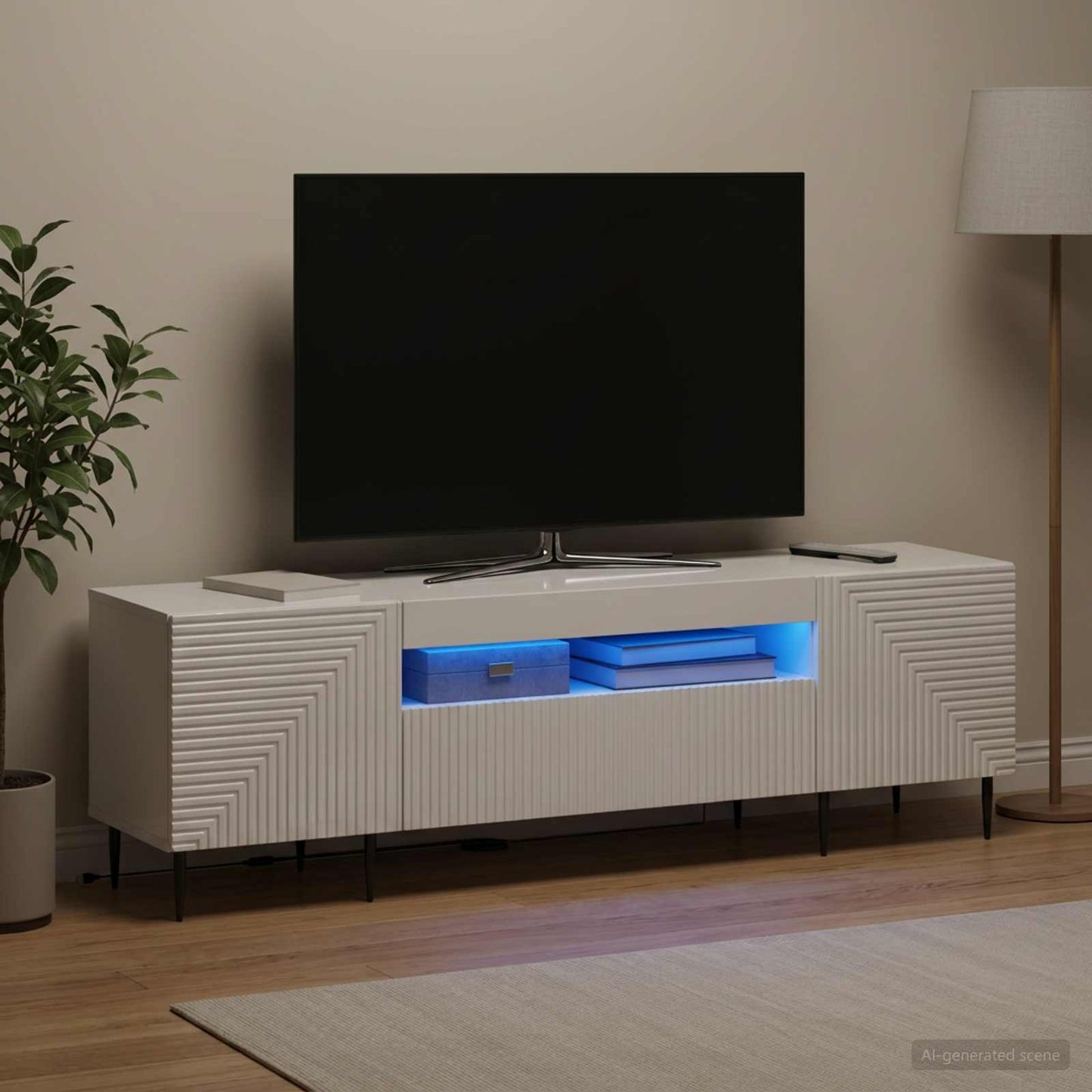 vidaXL LED TV Cabinet High Gloss White Engineered Wood