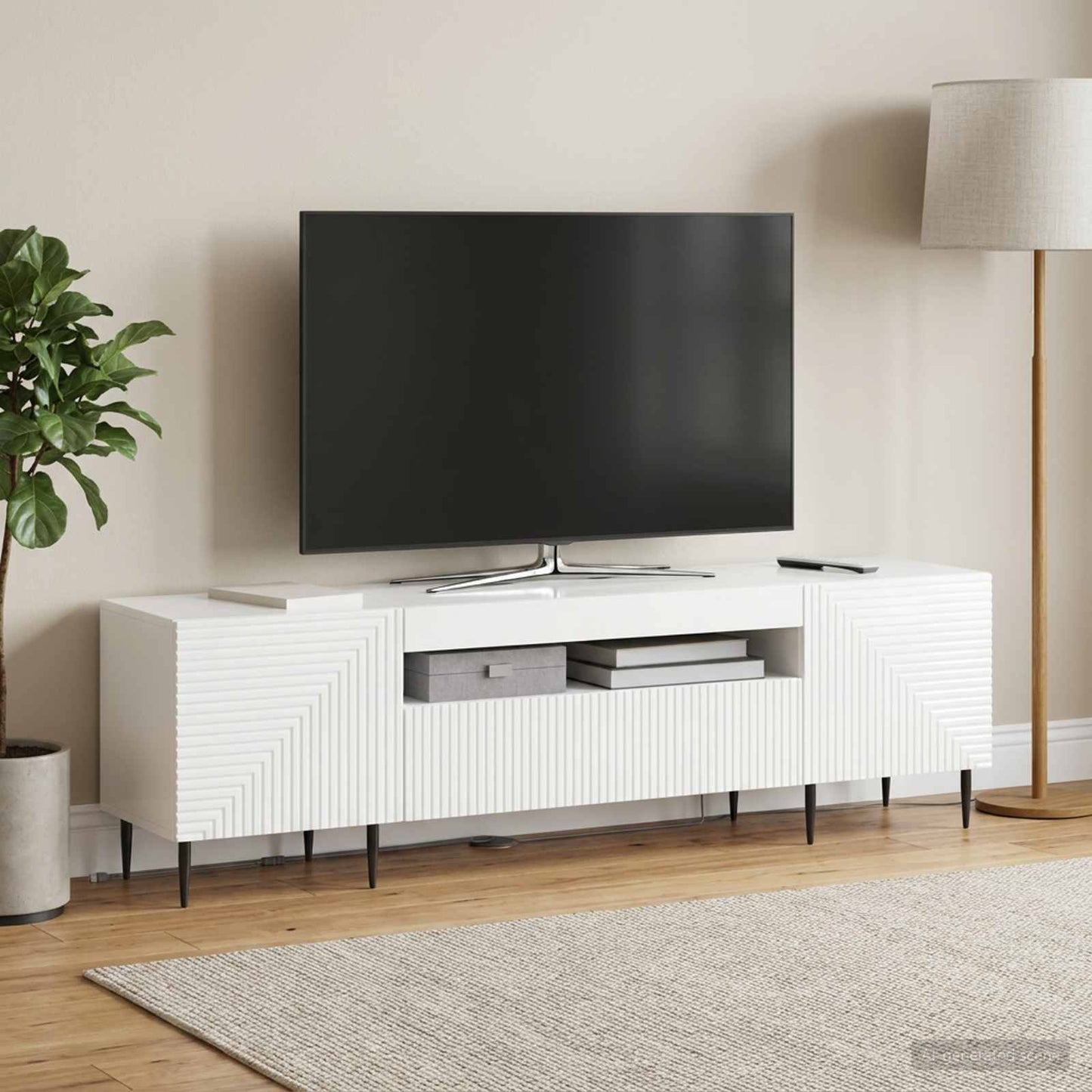 vidaXL LED TV Cabinet High Gloss White Engineered Wood