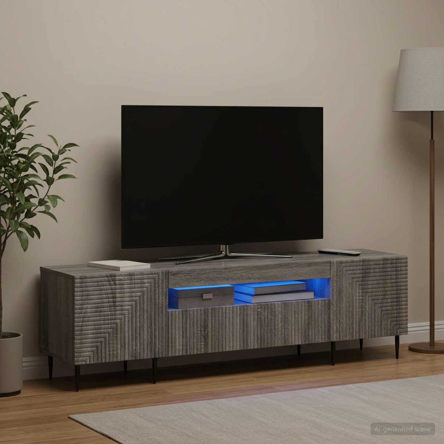 vidaXL LED TV Cabinet Grey Sonoma Engineered Wood