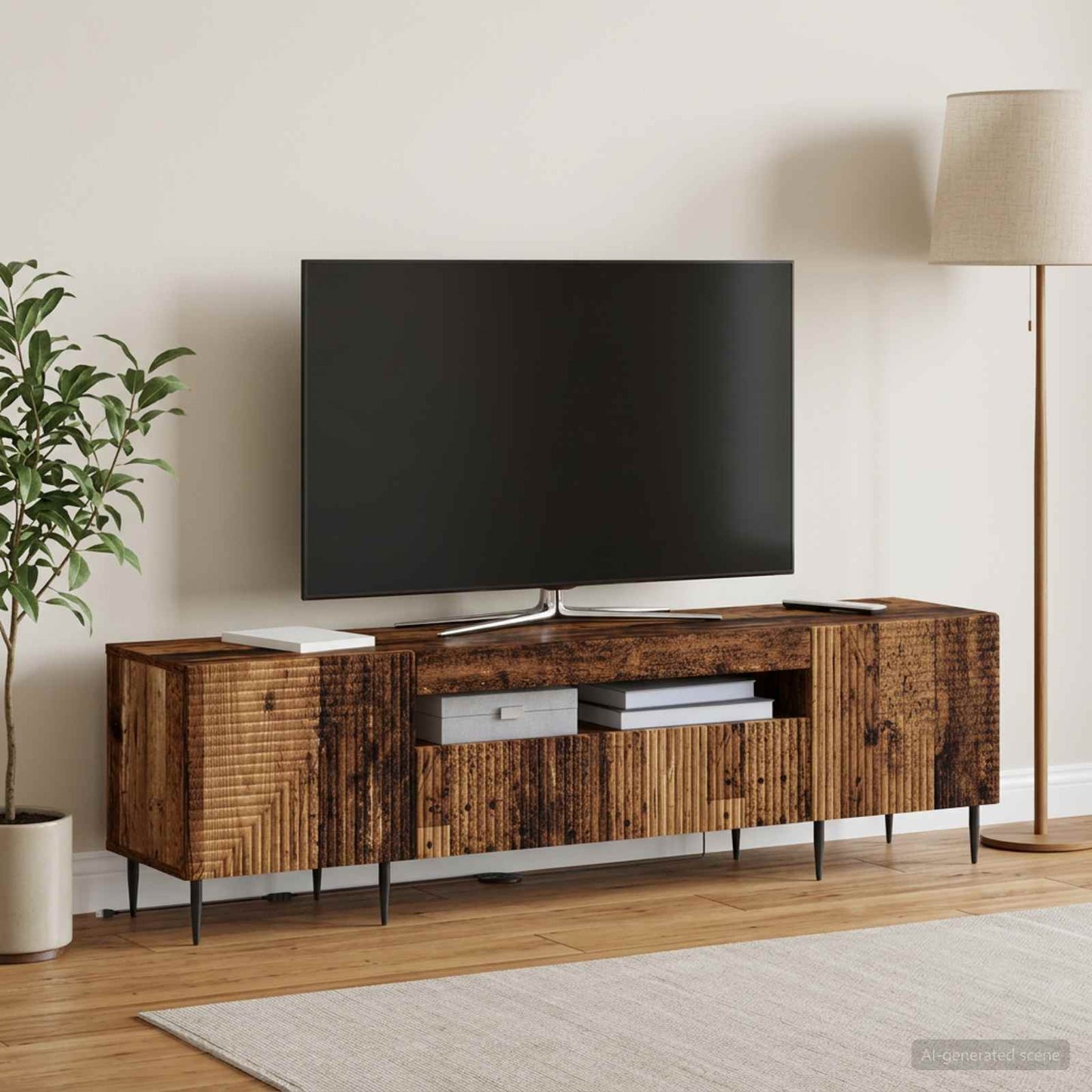 vidaXL LED TV Cabinet Old Wood Engineered Wood