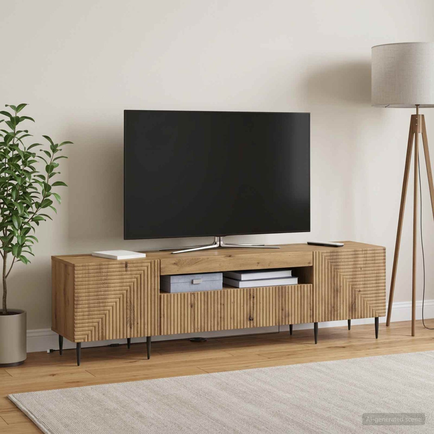 vidaXL LED TV Cabinet Artisan Oak Engineered Wood