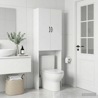 vidaXL Toilet Cabinet HAARLEM White 66 x 25.5 x 190 cm Engineered Wood