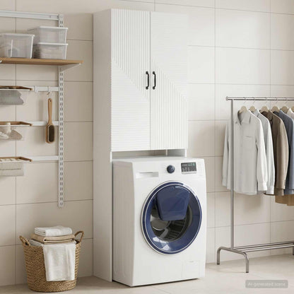 vidaXL Toilet Cabinet HAARLEM White 66 x 25.5 x 190 cm Engineered Wood