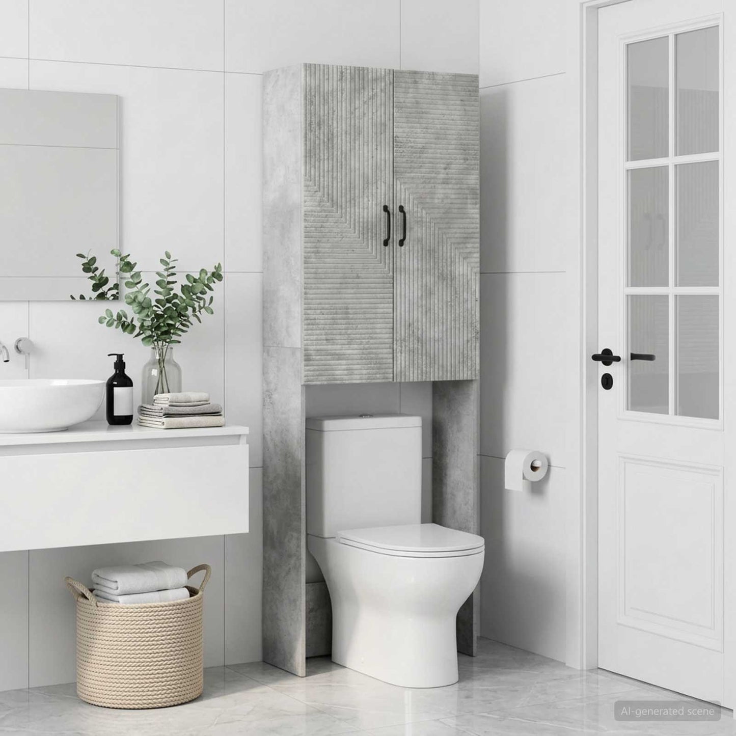 vidaXL Toilet Cabinet HAARLEM Concrete Grey 66 x 25.5 x 190 cm