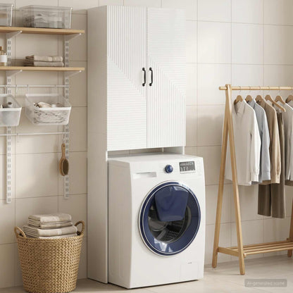 vidaXL Toilet Cabinet HAARLEM High Gloss White 66 x 25.5 x 190 cm