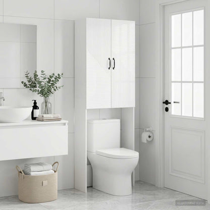 vidaXL Toilet Cabinet HAARLEM High Gloss White 66 x 25.5 x 190 cm