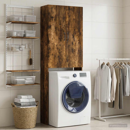 vidaXL Toilet Cabinet HAARLEM Smoked Oak 66 x 25.5 x 190 cm