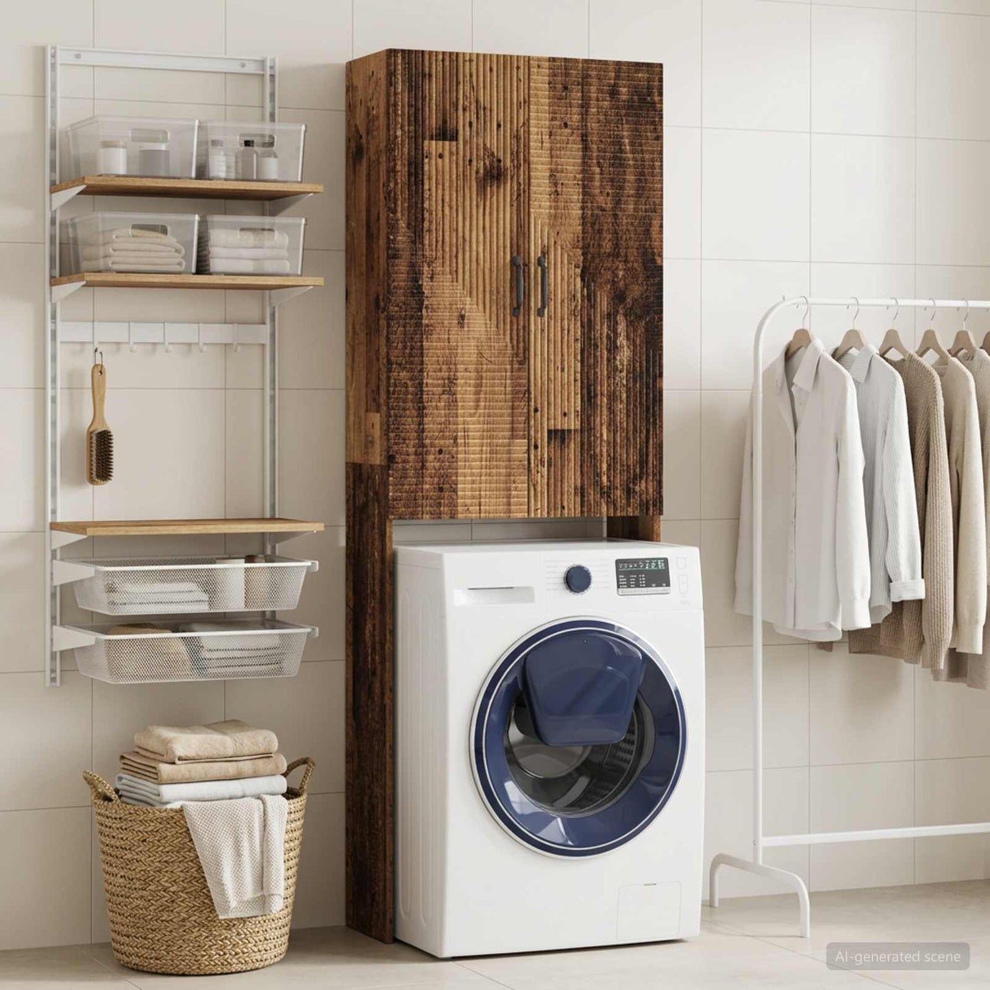 vidaXL Toilet Cabinet HAARLEM Old Wood 66 x 25.5 x 190 cm