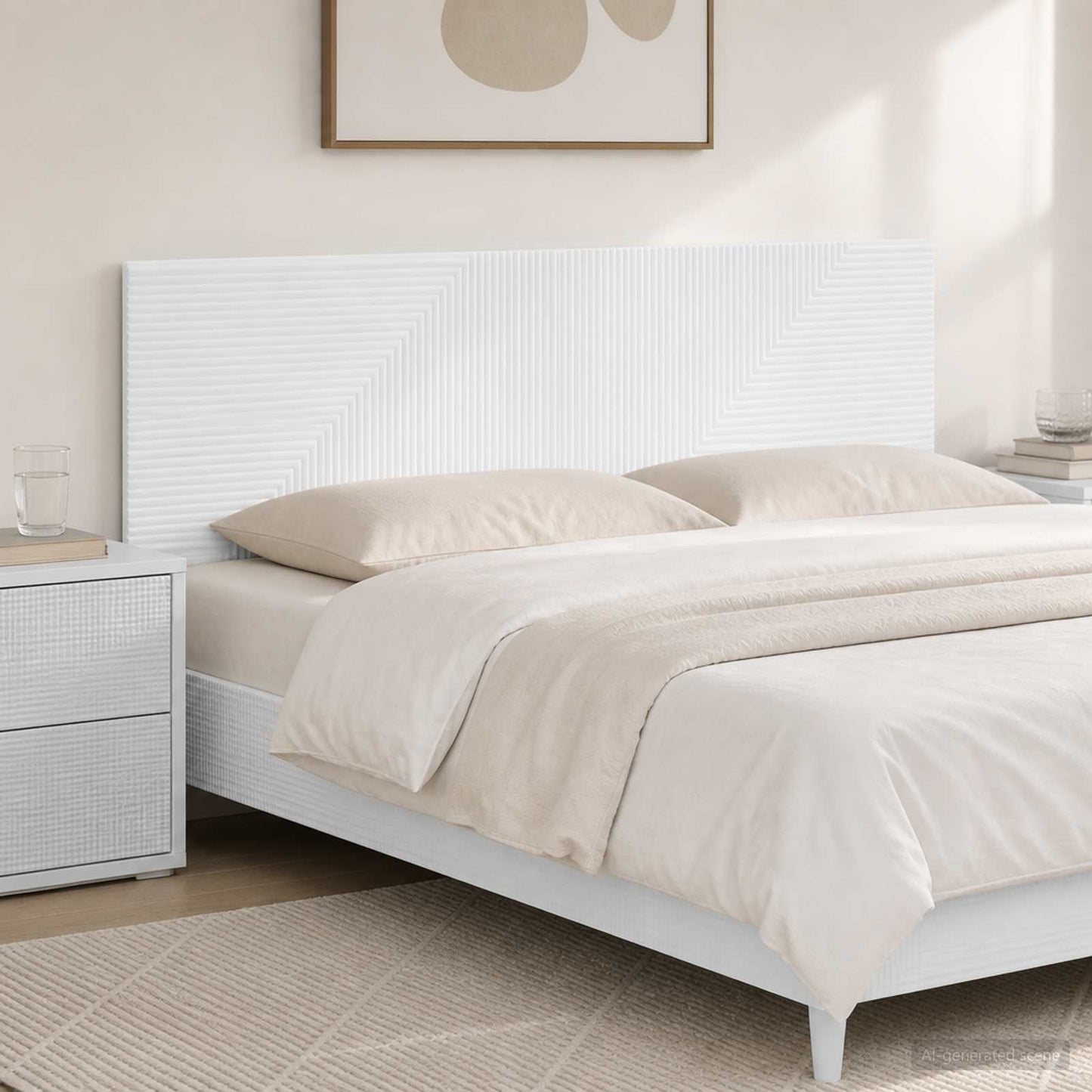 vidaXL Wall-Mounted Headboard HAARLEM White Engineered Wood