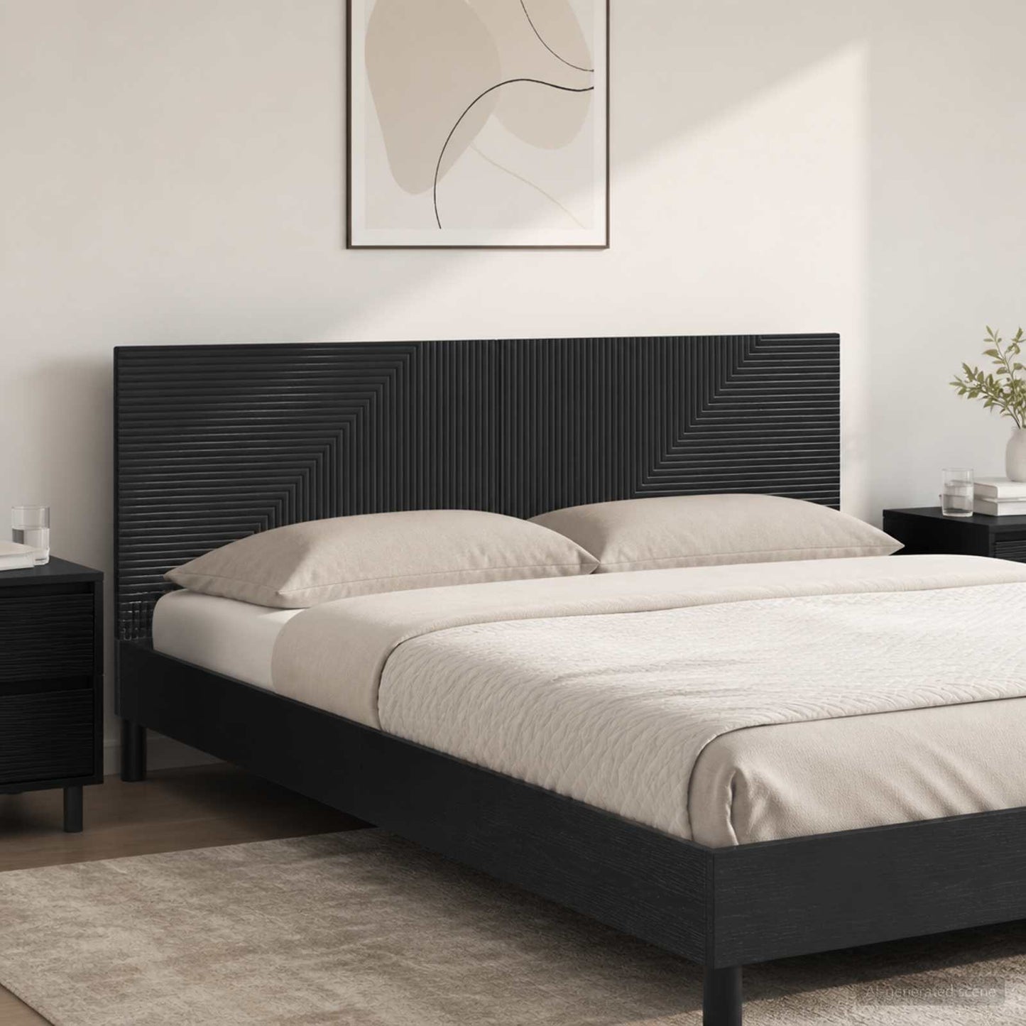 vidaXL Wall-Mounted Headboard HAARLEM Black Engineered Wood