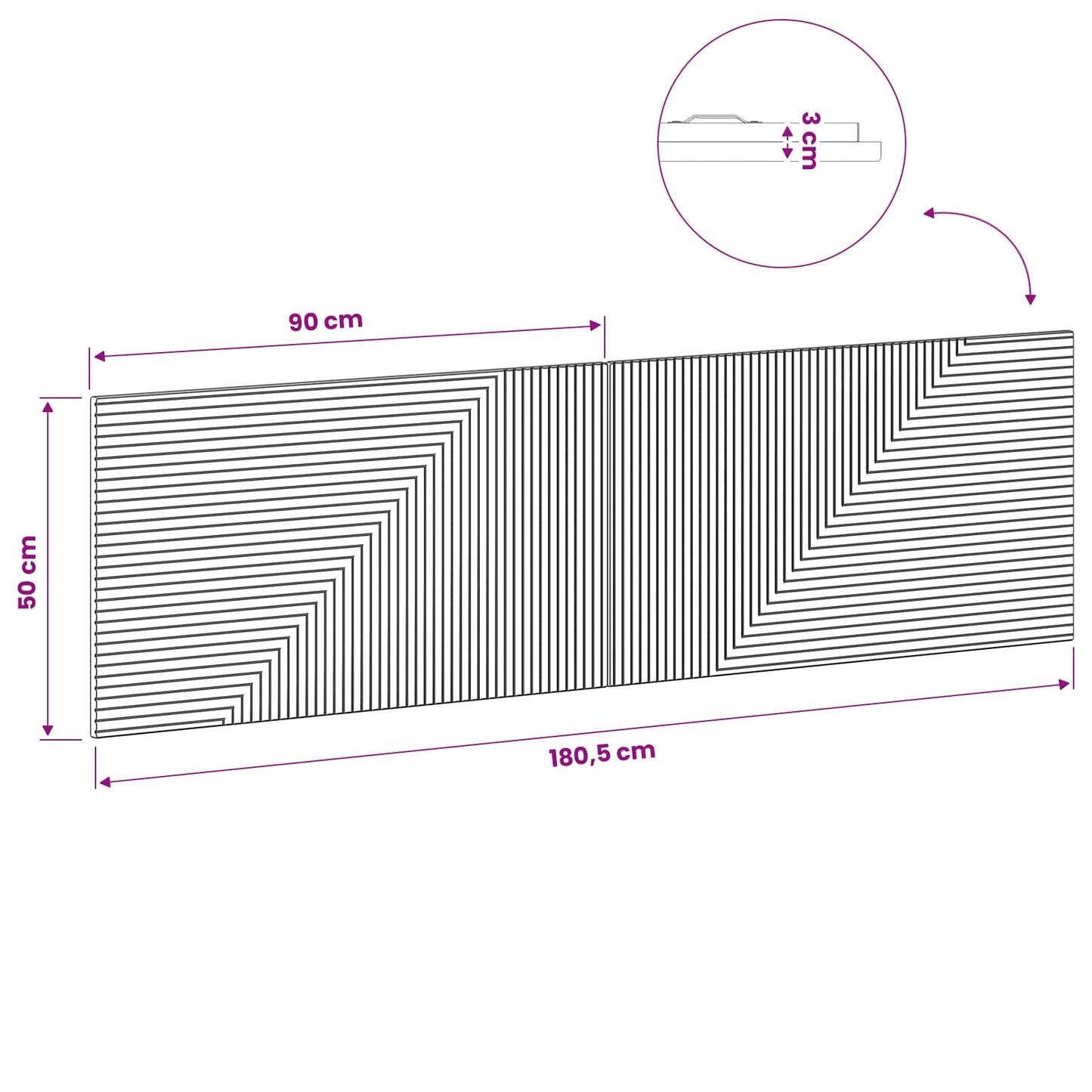 vidaXL Wall-Mounted Headboard HAARLEM Black Engineered Wood