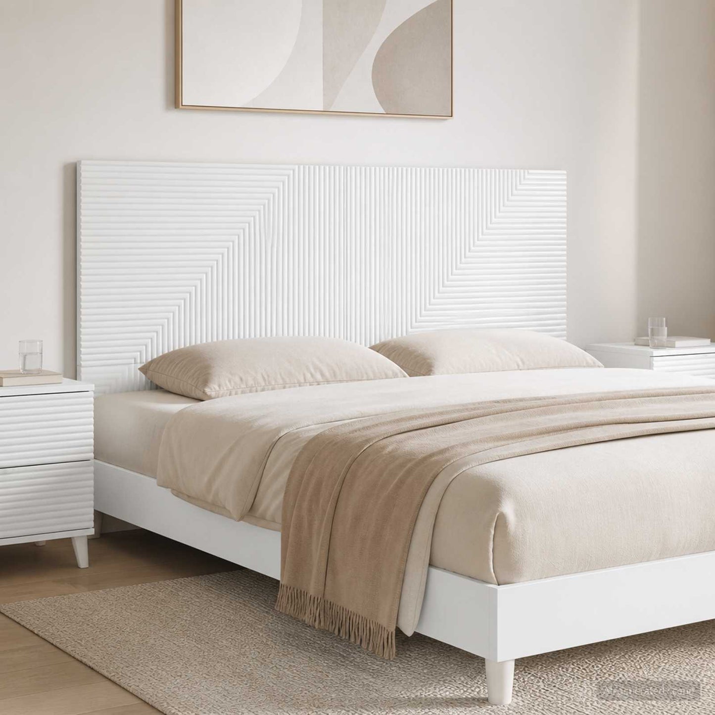 vidaXL Wall-Mounted Headboard HAARLEM High Gloss White Engineered Wood