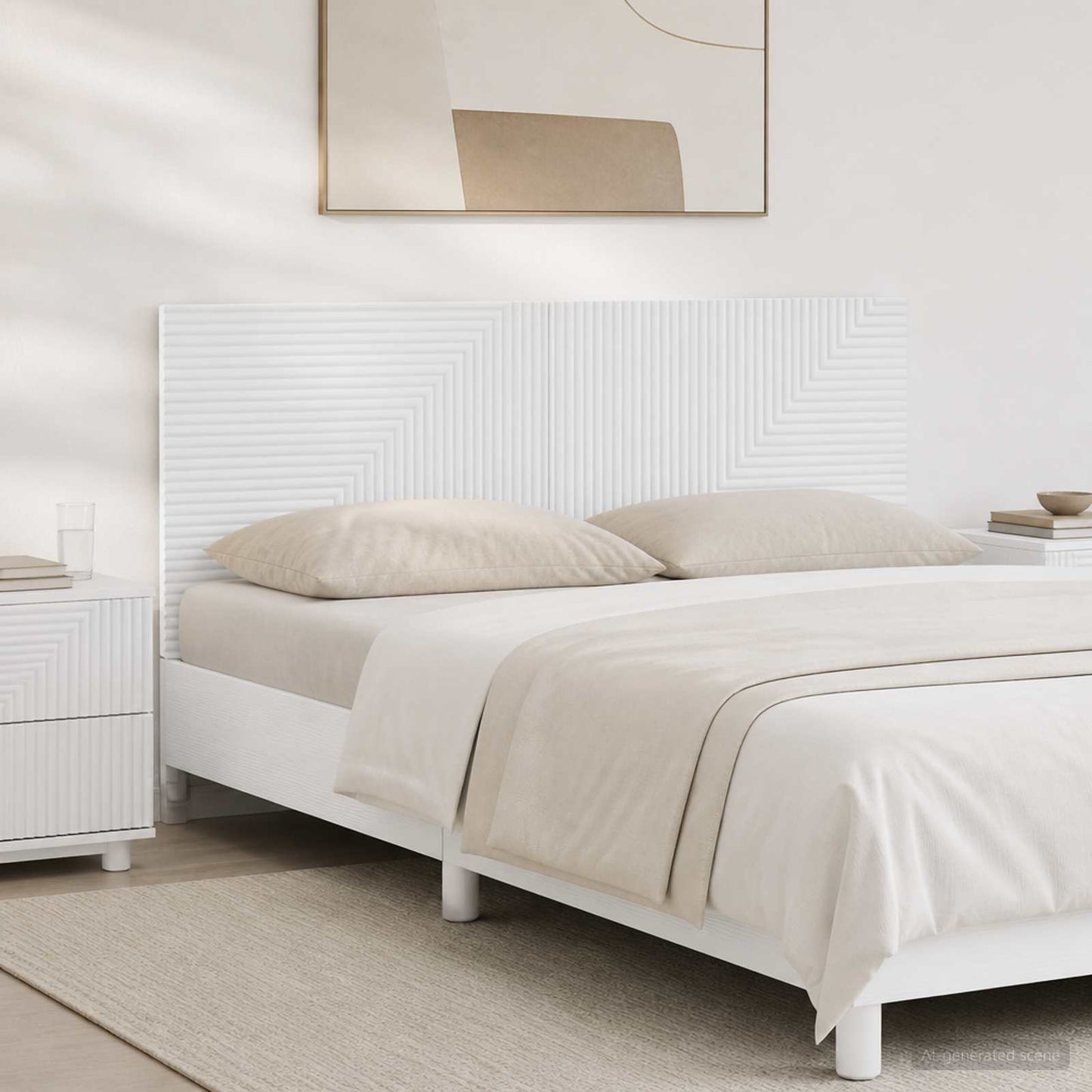 vidaXL Wall-Mounted Headboard HAARLEM White Engineered Wood