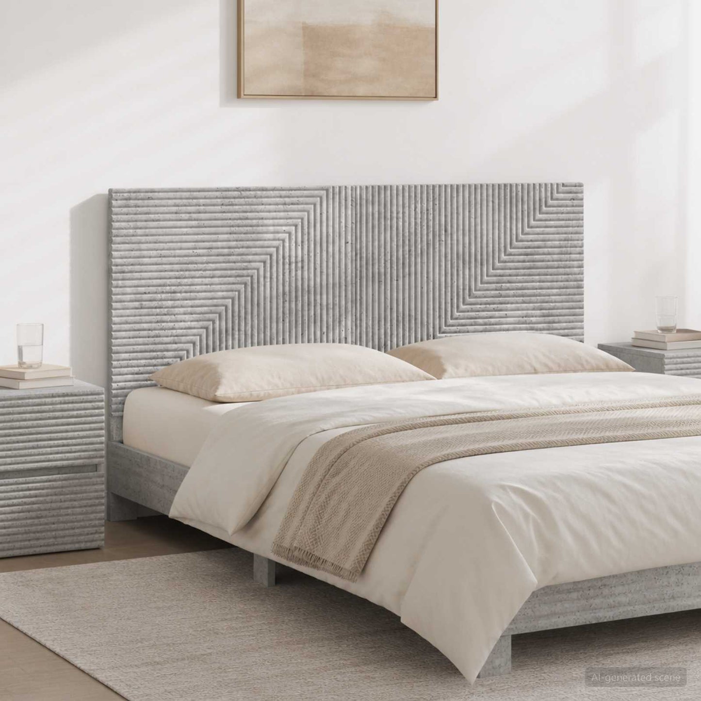 vidaXL Wall-Mounted Headboard HAARLEM Concrete Grey Engineered Wood