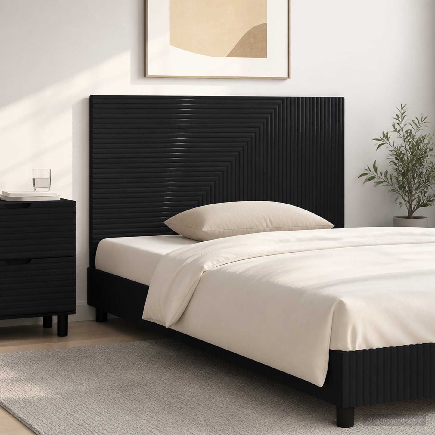 vidaXL Wall-Mounted Headboard HAARLEM Black Engineered Wood