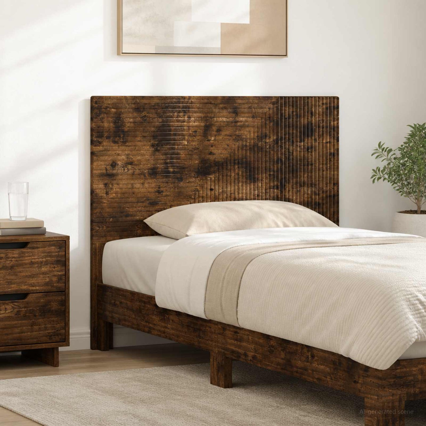 vidaXL Wall-Mounted Headboard HAARLEM Smoked Oak Engineered Wood