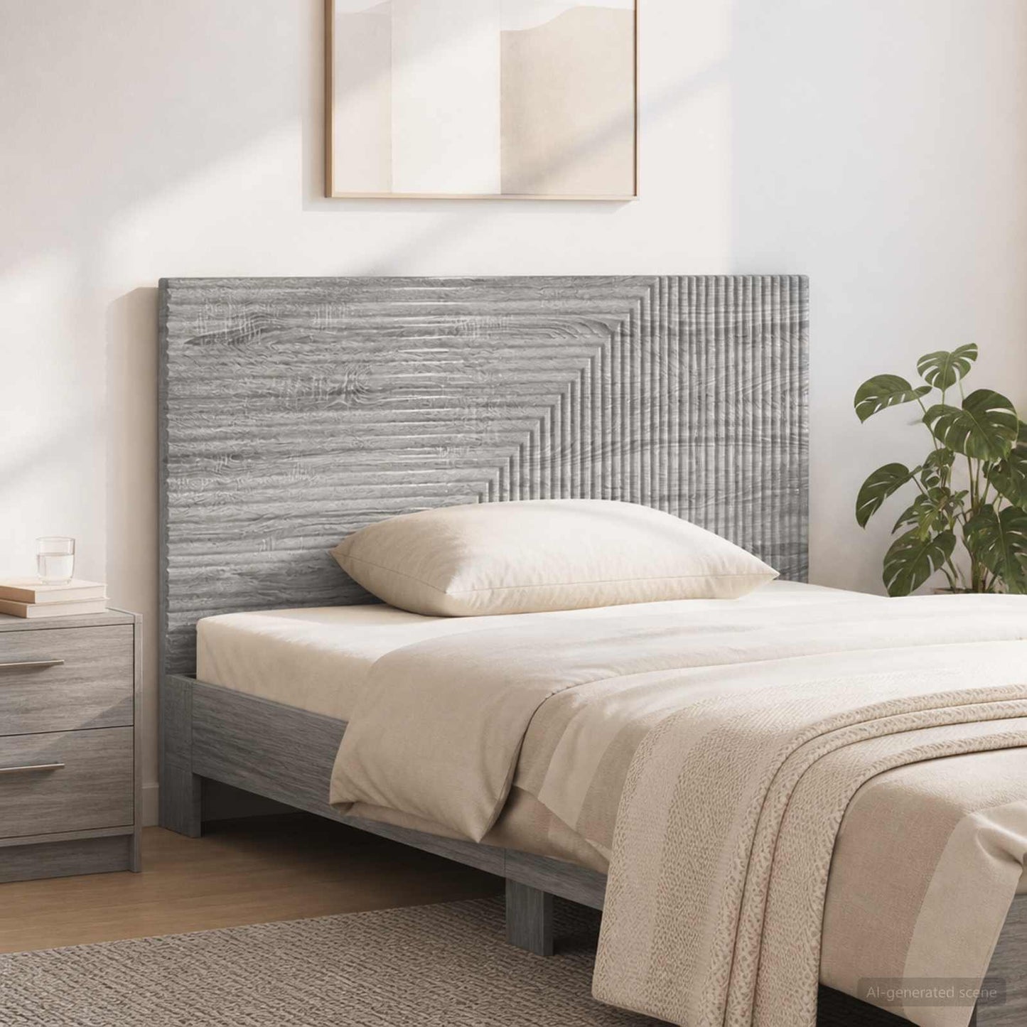 vidaXL Wall-Mounted Headboard HAARLEM Grey Sonoma Engineered Wood