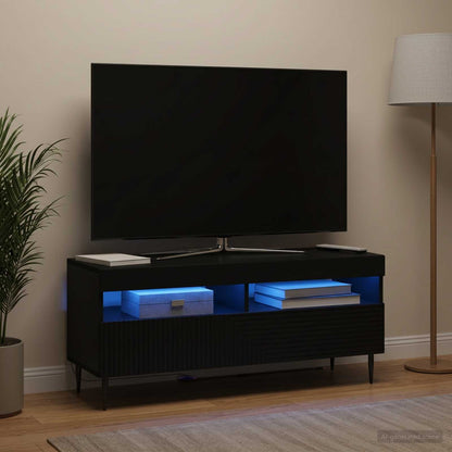 vidaXL LED TV Cabinet Black Engineered Wood