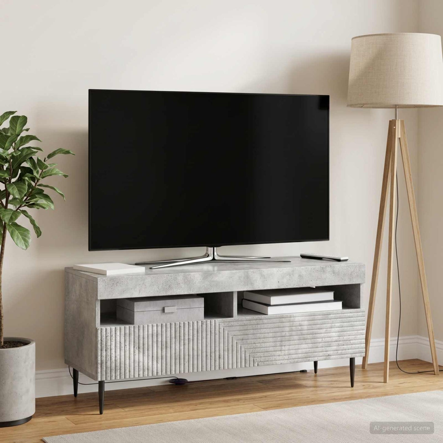 vidaXL LED TV Cabinet Concrete Grey Engineered Wood