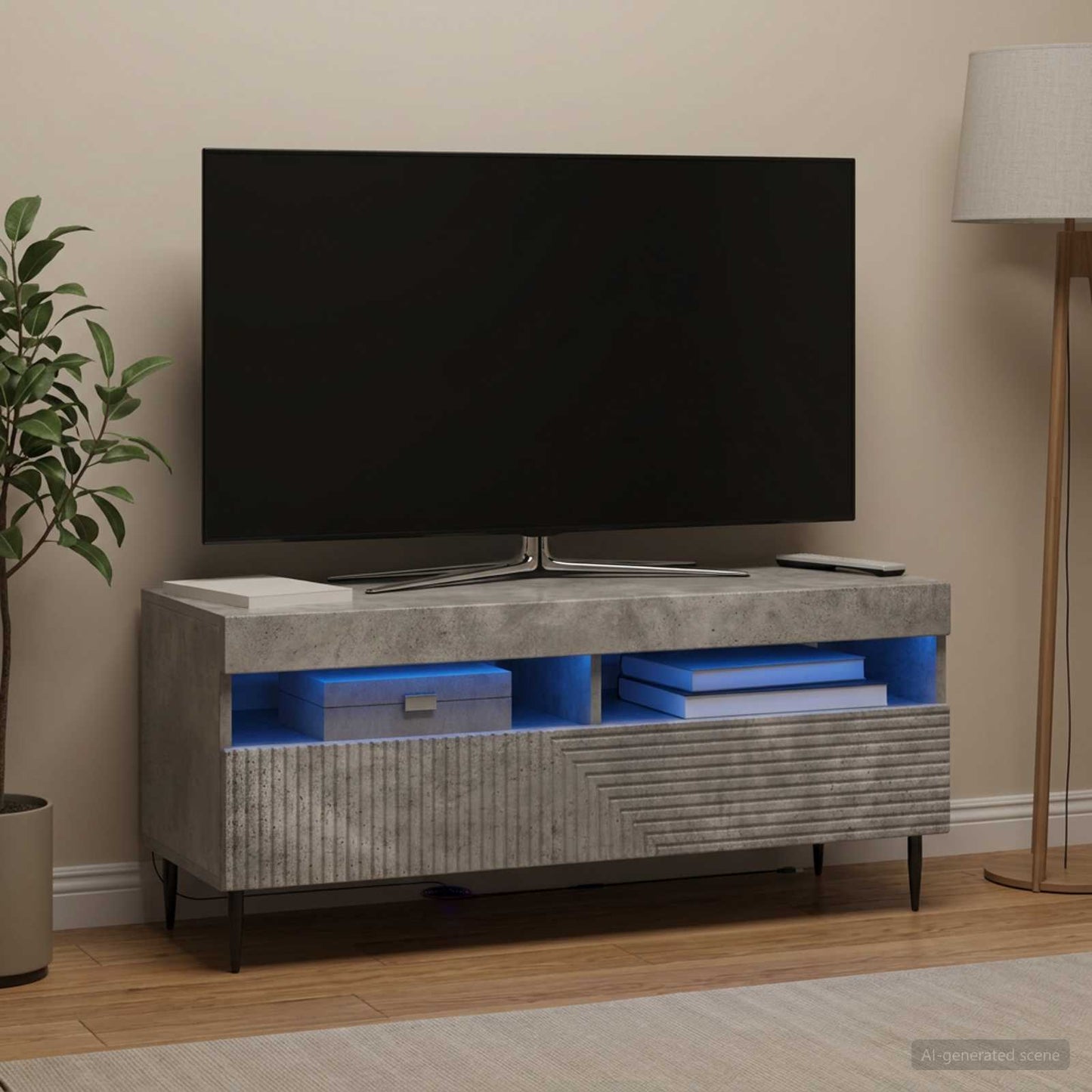 vidaXL LED TV Cabinet Concrete Grey Engineered Wood