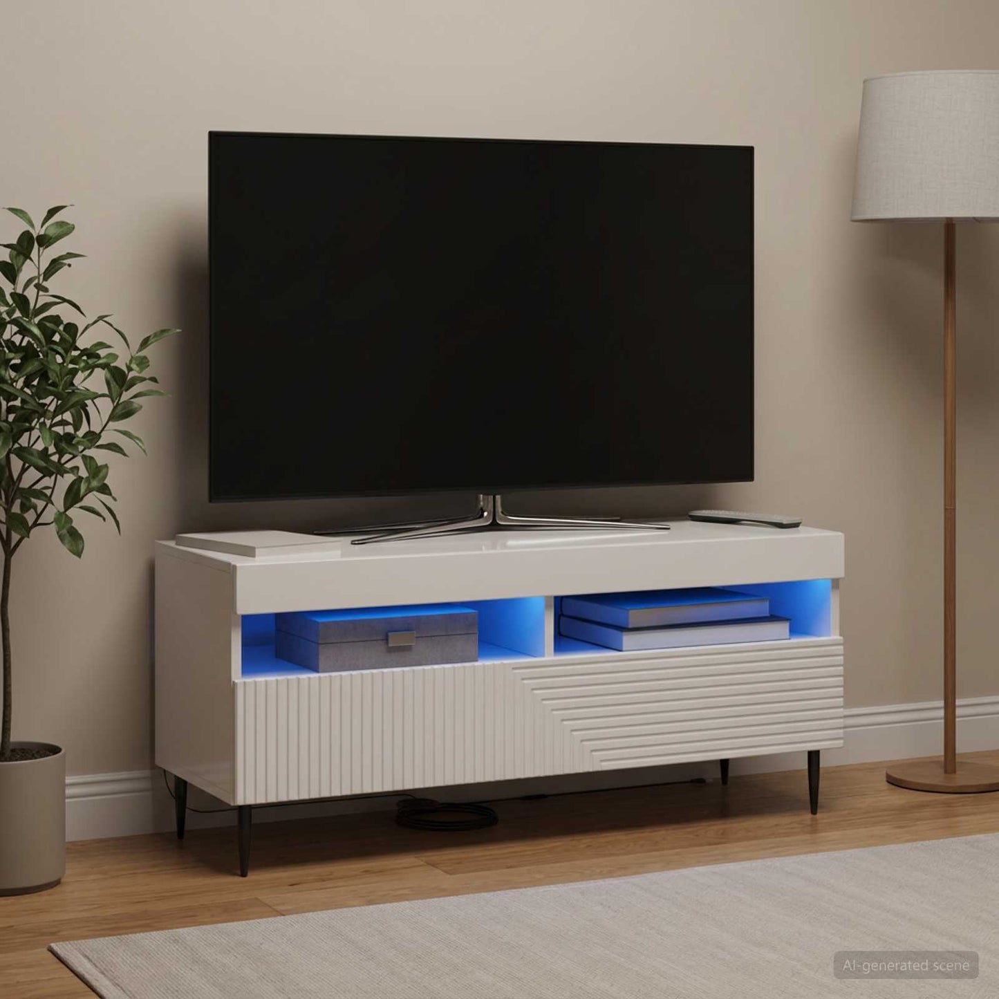 vidaXL LED TV Cabinet High Gloss White Engineered Wood