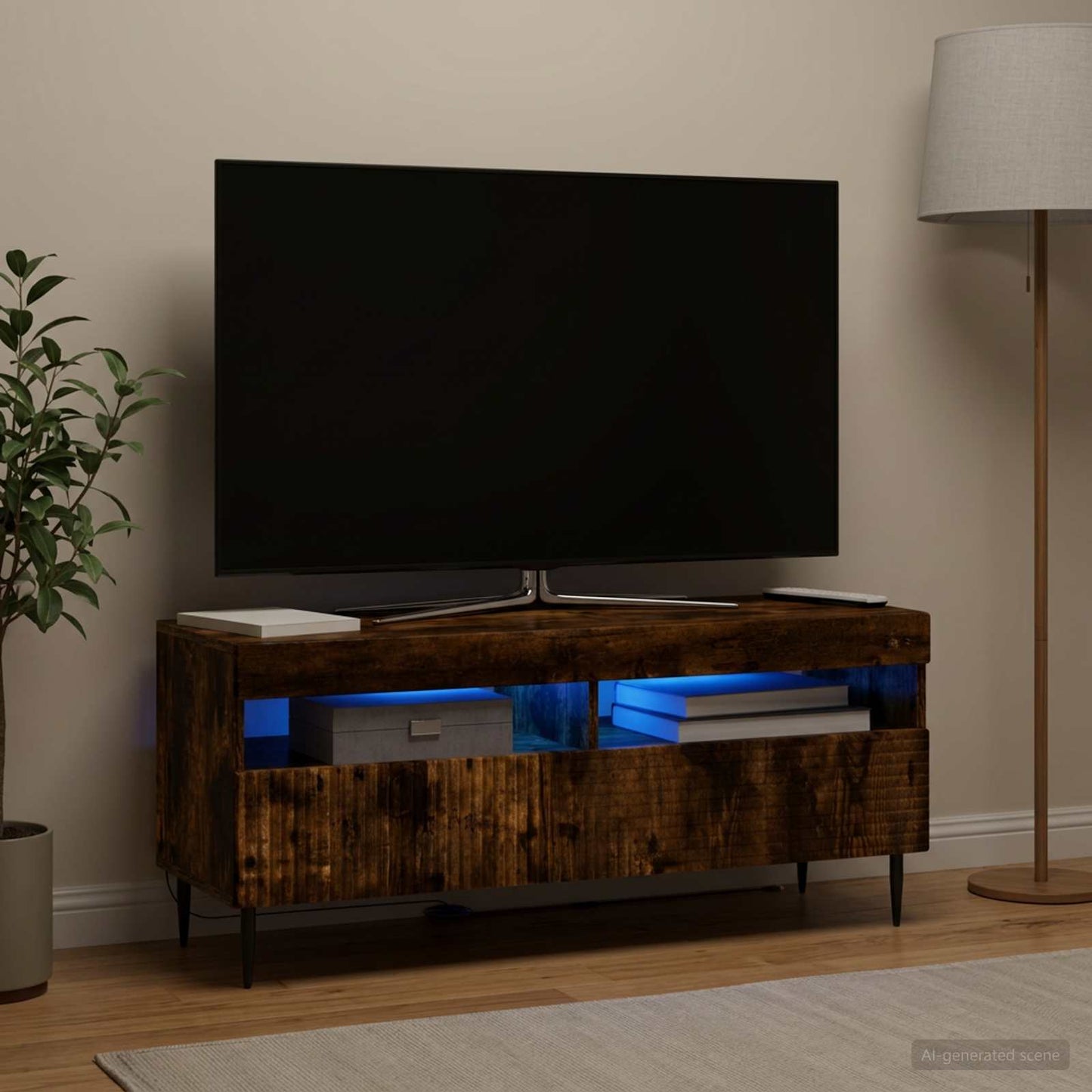 vidaXL LED TV Cabinet Smoked Oak Engineered Wood