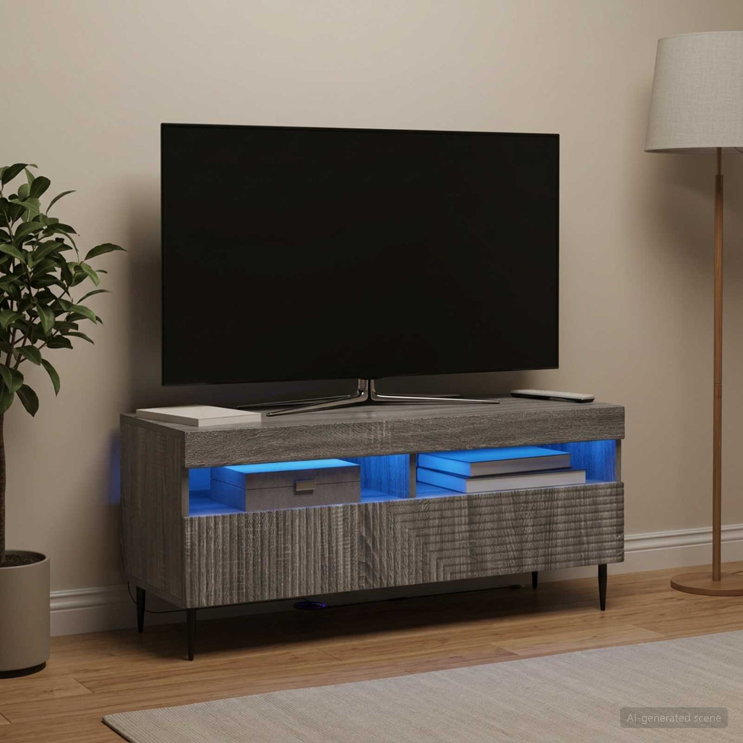 vidaXL LED TV Cabinet Grey Sonoma Engineered Wood