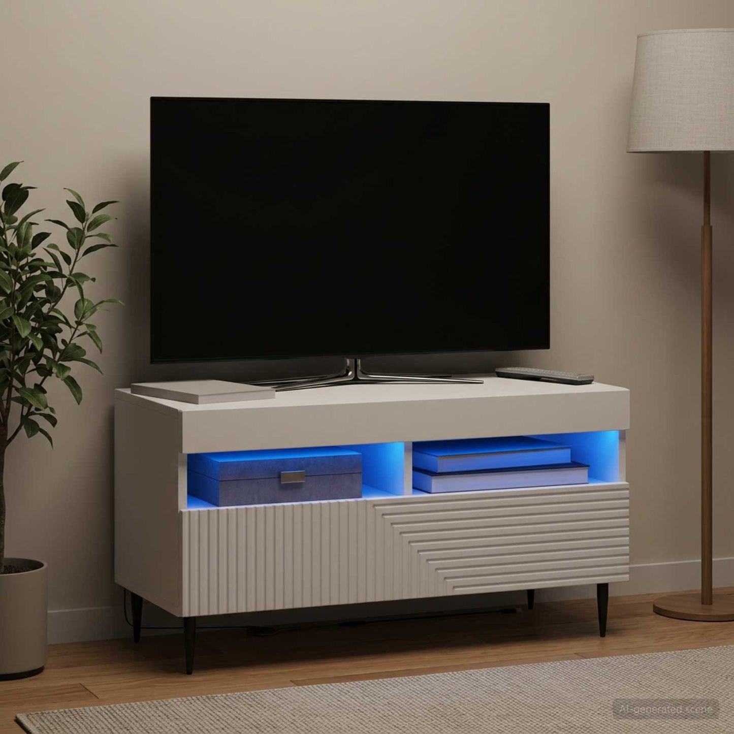 vidaXL LED TV Cabinet White Engineered Wood