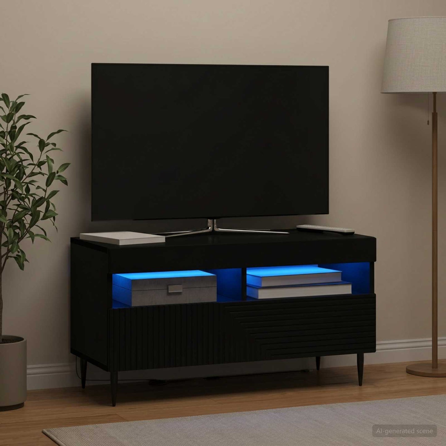 vidaXL LED TV Cabinet Black Engineered Wood