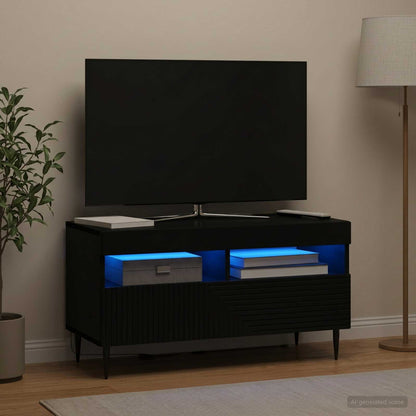 vidaXL LED TV Cabinet Black Engineered Wood