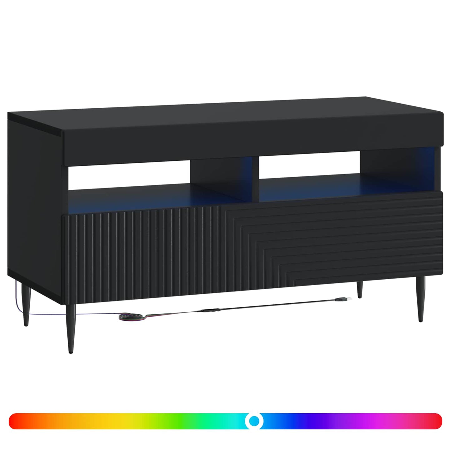 vidaXL LED TV Cabinet Black Engineered Wood